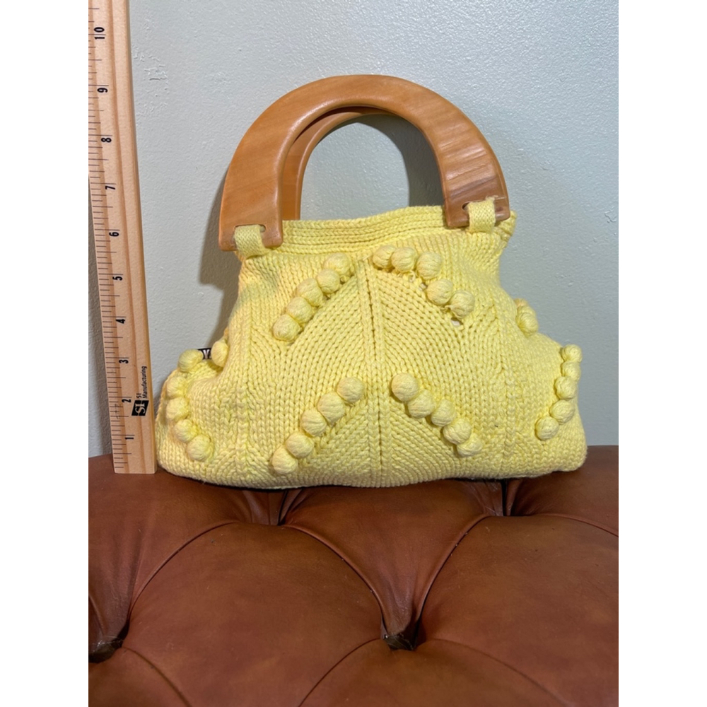 Women's GY.VG Knit Pom Pom Handbag Small Yellow